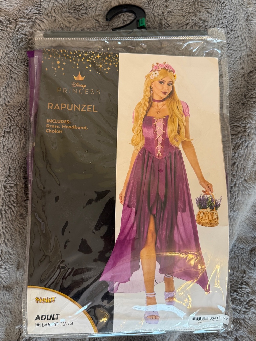 Spirit Halloween Disney Princess Rapunzel Adult Costume Dress Large 12-14 New